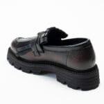 pantofi loafers dama bordo piele naturala franjuri vagam 2085
