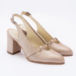 Pantofi Decupati Bej cu Toc Gros Vagam1809