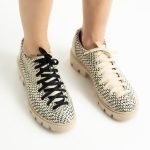 Pantofi Crem cu Siret si Talpa Inalta 1711 - imagine 7