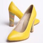 Pantofi Galbeni cu Toc Gros Vagam0315 - imagine 5