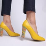 Pantofi Galbeni cu Toc Gros Vagam0315 - imagine 6