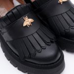 Pantofi Negri cu Talpa Inalta si Franjuri Vagam1664 - imagine 2