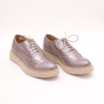 Pantofi Gri Sidefat cu Siret Vagam 0848 - imagine 7