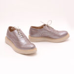 Pantofi Gri Sidefat cu Siret Vagam 0848 - imagine 2