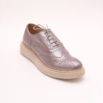 Pantofi Gri Sidefat cu Siret Vagam 0848