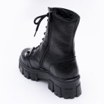 Ghete Negre cu Siret si Fermoar Lateral Vagam1679 - imagine 3