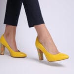 Pantofi Galbeni cu Toc Gros Vagam0315 - imagine 3