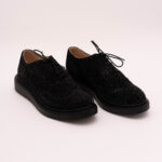 Pantofi Negri Catifea cu Siret Vagam 0840 - imagine 7