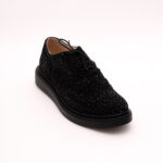 Pantofi Negri Catifea cu Siret Vagam 0840