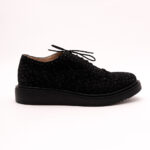 Pantofi Negri Catifea cu Siret Vagam 0840 - imagine 5