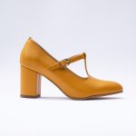 Pantofi Galbeni Mustar cu Bareta si Toc Gros Scurt Vagam 1879 - imagine 2