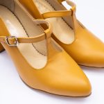 Pantofi Galbeni Mustar cu Bareta si Toc Gros Scurt Vagam 1879 - imagine 3
