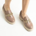 Pantofi Loafers Roz Pudra cu Talpa Inalta Vagam1766 - imagine 4
