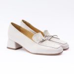 Pantofi Gri deschis  cu Toc Gros Scurt Vagam 1970
