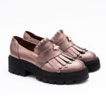 Pantofi Roz Inchis cu Talpa Inalta si Franjuri Vagam1642