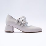 Pantofi Gri Deschis cu Barete si Toc Gros Scurt Vagam 1874 - imagine 3