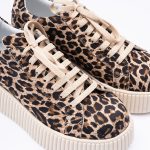 Pantofi Animal Print cu Siret si Talpa Inalta Vagam 1913 - imagine 3