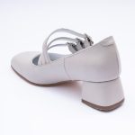 Pantofi Gri Deschis cu Barete si Toc Gros Scurt Vagam 1874 - imagine 2