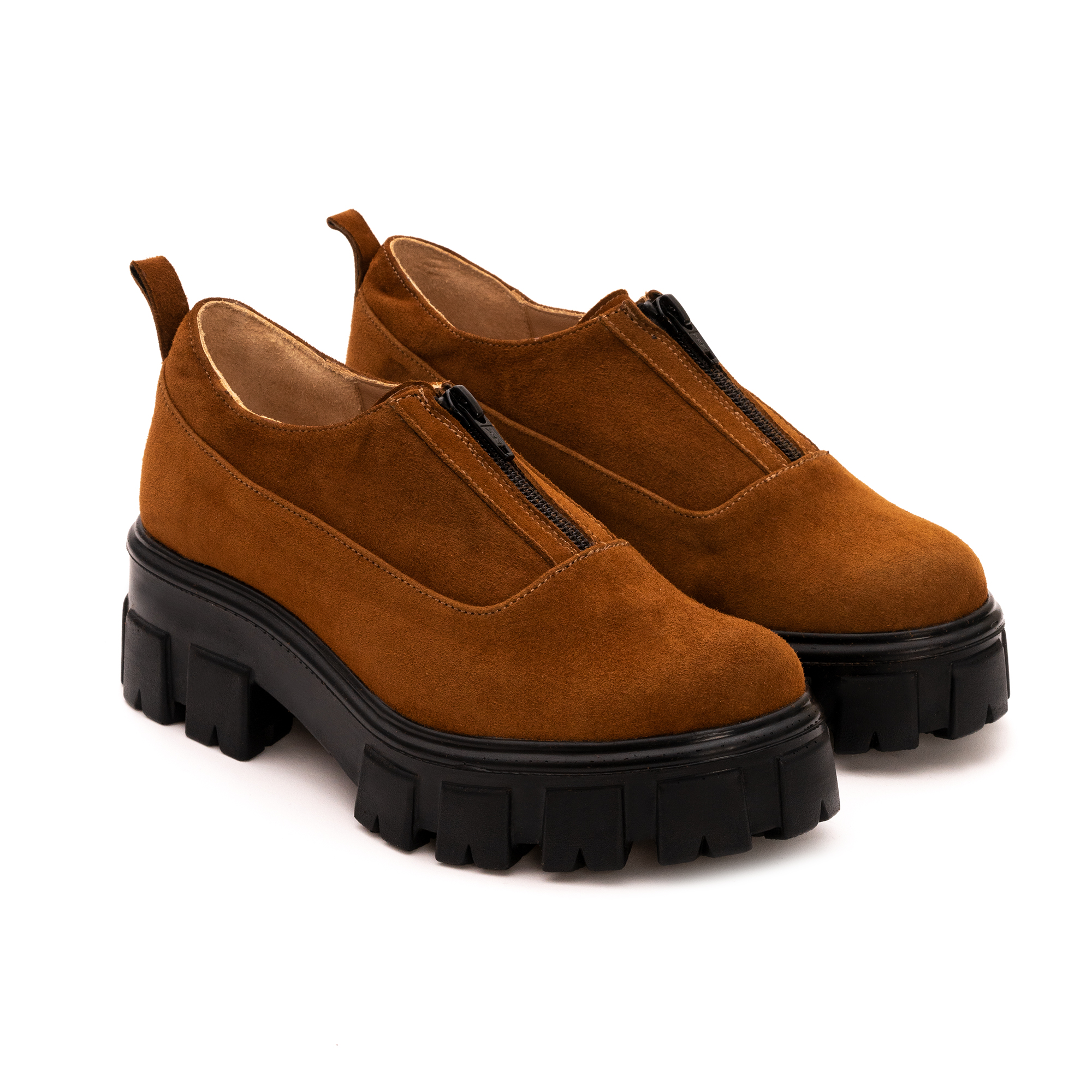 19Pantofi-Maro-cu-Fermoar-si-Talpa-Inalta-1329 Pantofi Maro cu Fermoar si Talpa Inalta 1329 - imagine 1