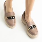 Pantofi Loafers Roz Pudra cu Talpa Inalta Vagam1768 - imagine 4