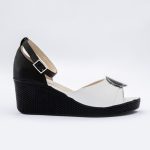 Sandale Alb si Negru cu Talpa Inalta Tip Platforma Vagam 1804 - imagine 4