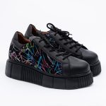 Pantofi Negri cu Siret si Talpa Inalta Vagam1609 - imagine 2