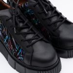 Pantofi Negri cu Siret si Talpa Inalta Vagam1609 - imagine 4