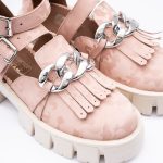 Pantofi Roz Tip Platforma Decupati cu Catarama Vagam1920 - imagine 3