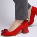 Pantofi Rosii cu Toc Scurt Vagam0339 - imagine 4