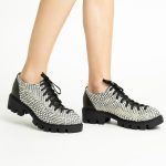 Pantofi Alb & Negru cu Siret 1720 - imagine 2