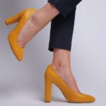 Pantofi Mustar cu Toc Gros Vagam0333 - imagine 3