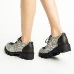 Pantofi Alb & Negru cu Siret 1720 - imagine 5