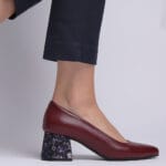 Pantofi Bordo cu Toc Gros Vagam0309 - imagine 6