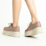 Pantofi Roz Pal cu Siret si Talpa Inalta 1721 - imagine 7