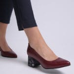 Pantofi Bordo cu Toc Gros Vagam0309