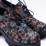 Pantofi Negri cu Imprimeu si Talpa Inalta Vagam 1948 - imagine 4