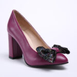 Pantofi Mov cu Toc Gros Vagam0478 - imagine 2