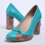 Pantofi Turcoaz cu Toc Gros Vagam0479