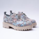 Pantofi Bleu Inflorati cu Siret si Talpa Inalta Vagam 1892 - imagine 4