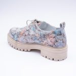 Pantofi Bleu Inflorati cu Siret si Talpa Inalta Vagam 1892 - imagine 2