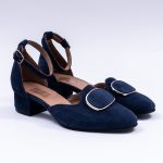 Pantofi Bleumarin Decupati cu Toc Scurt Vagam1996