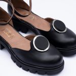 Pantofi Negri cu Catarama Decupati Vagam1885 - imagine 3