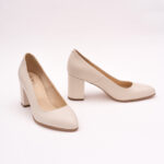 Pantofi Crem cu Toc Gros Vagam0758 - imagine 2