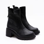 Ghete Scurte Negre cu Fermoar Lateral Vagam1659 - imagine 3