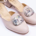 Pantofi Crem Decupati cu Toc Scurt Vagam1997 - imagine 2