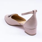 Pantofi Crem Decupati cu Toc Scurt Vagam1997 - imagine 3