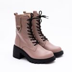 Ghete Roz Pudra cu Siret si Fermoar Lateral Vagam1650 - imagine 2