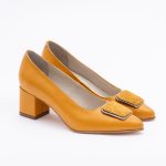 Pantofi Galbeni Mustar cu Toc Gros Vagam1614 - imagine 2