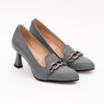 Pantofi Gri cu Toc Mic Subtire Vagam1321