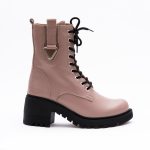 Ghete Roz Pudra cu Siret si Fermoar Lateral Vagam1650